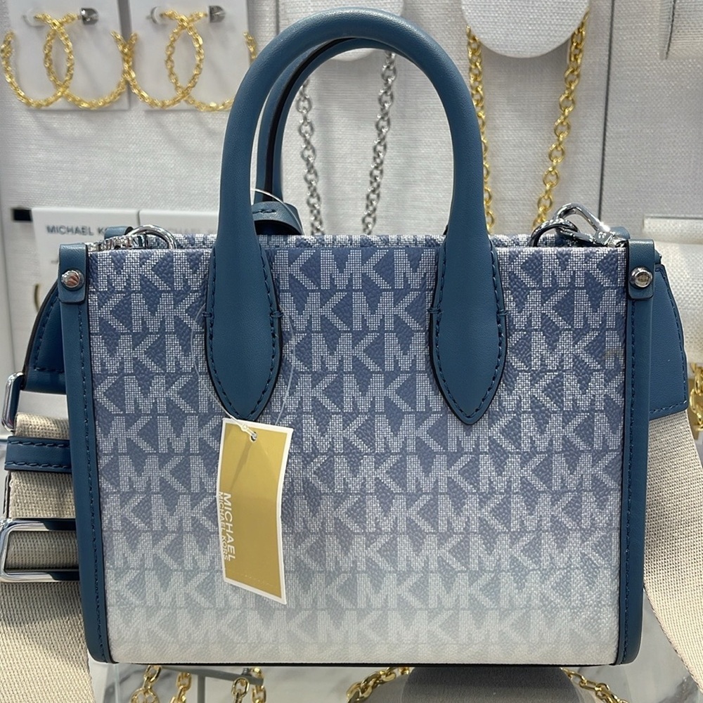 Michael Kors Mirella Extra-Small Ombré Logo Crossbody XBODY Shopper
Denim 
NWT - Picture 9 of 16